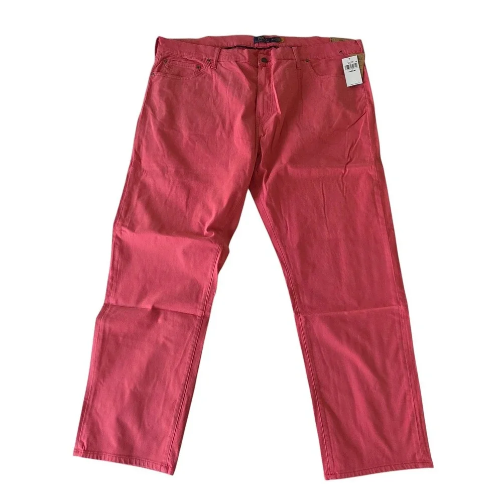 Polo Ralph Lauren Mens Varick Slim Straight Pants Red Salmon Pink 44B x 30
